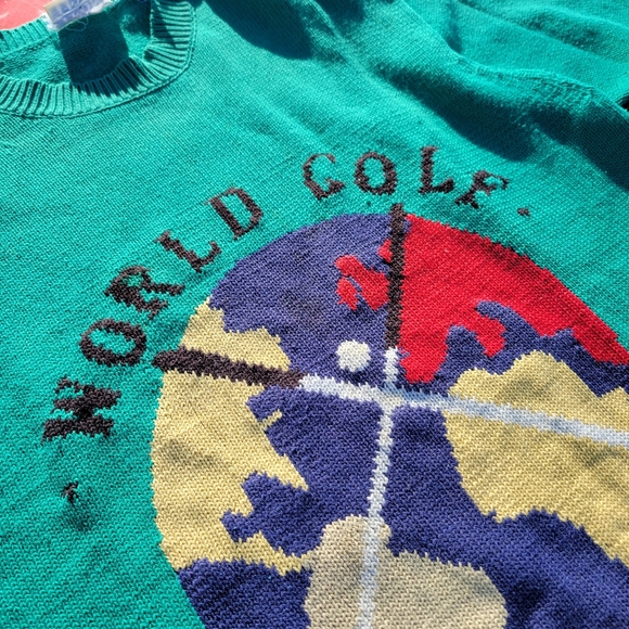 Vintage 90s women's pullover sweater golf leon Levin green sweater size medium - Picture 4 of 12